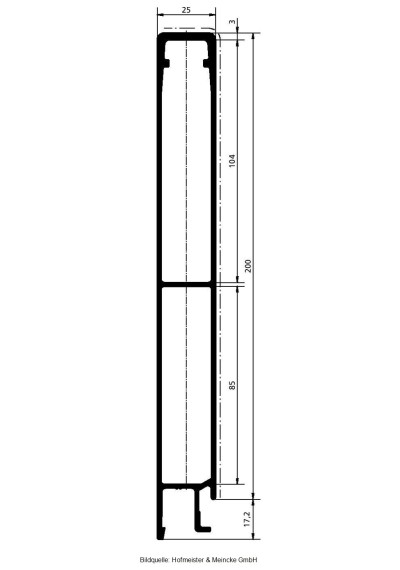 Bordwandprofil / Oberes Abschlussprofil 200 mm blank